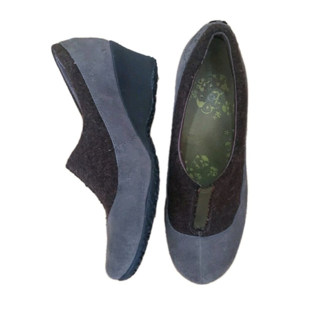 Merrell Shoes Womens Tulip Suede Wedge Brown Gray 8.5 Comfort Vibram